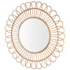 Boho Woven Rattan Sunburst Accent Wall Mirror, Natural - 25"